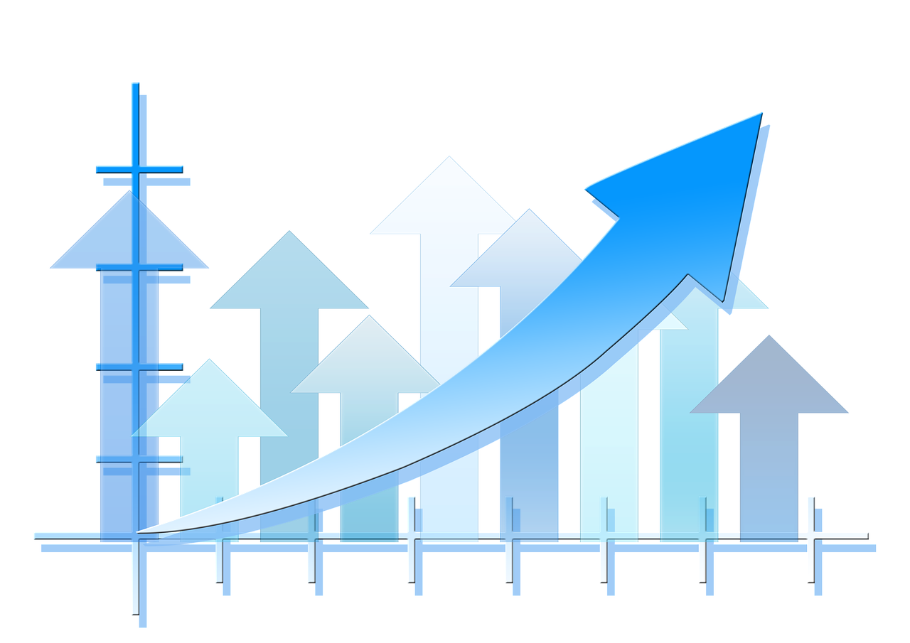 statistics, arrows, trend